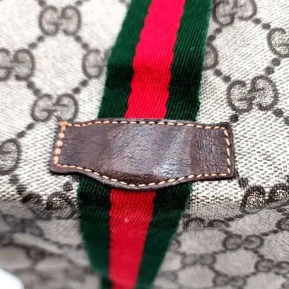 GUCCI GG SUPREME Canvas/Brown Leather Trim Folding Travel Carry VINTAGE - Picture 13 of 13